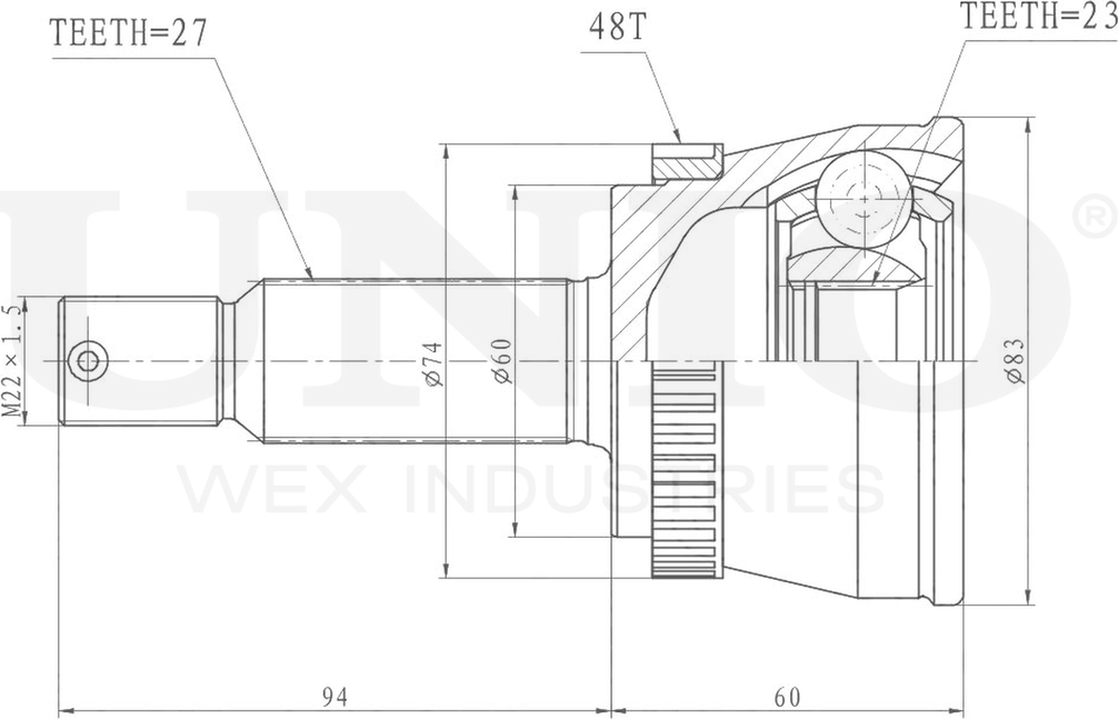 ШРУС наружный (Unio). Артикул CVJ-20264