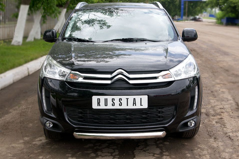 Защита RusStal переднего бампера d63 (дуга) для Citroen C4 Aircross 2012-2017. Артикул C4Z-000551