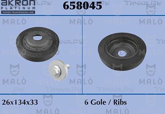 Шкив коленвала Malo для Renault Megane I 1998-2003. Артикул 658045