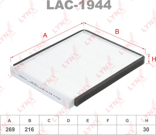 Салонный фильтр LYNXauto. Артикул LAC-1944
