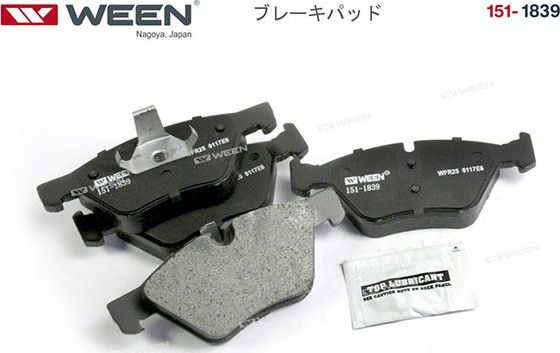 Тормозные колодки WEEN передние для BMW 1 I (E81/E82/E87/E88) 2006-2011. Артикул 151-1839