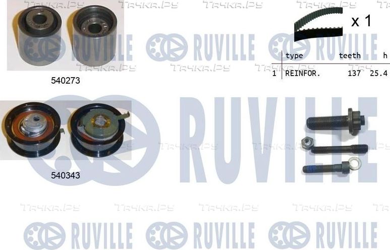 Ремень ГРМ с роликами (комплект) Ruville для Volkswagen Polo III 1996-2002. Артикул 550017