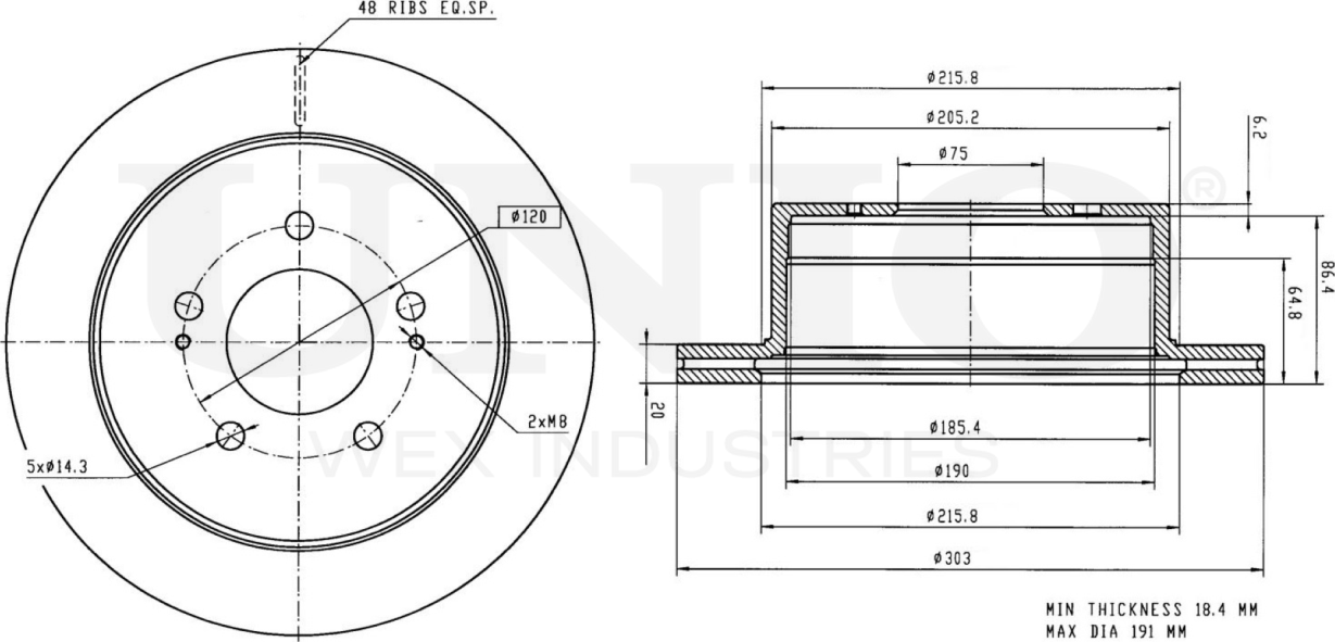 Диск тормозной (Unio). Артикул BRD-20361