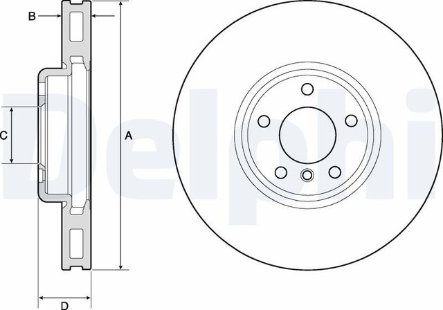 Тормозной диск Delphi для BMW 7 V (F01/F02/F04) 2008-2015. Артикул BG9156C