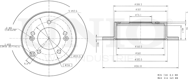 Диск тормозной (Unio). Артикул BRD-20136