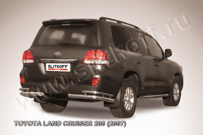 Защита Slitkoff задняя d76/42 уголки двойные для Toyota Land Cruiser 200 2007-2012. Артикул TLC2-024