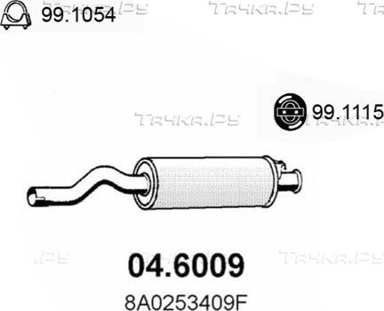 Глушитель (средняя часть) Asso для Audi 80 V (B4) 1991-1996. Артикул 04.6009