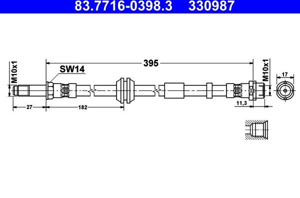 Тормозной шланг ATE. Артикул 83.7716-0398.3