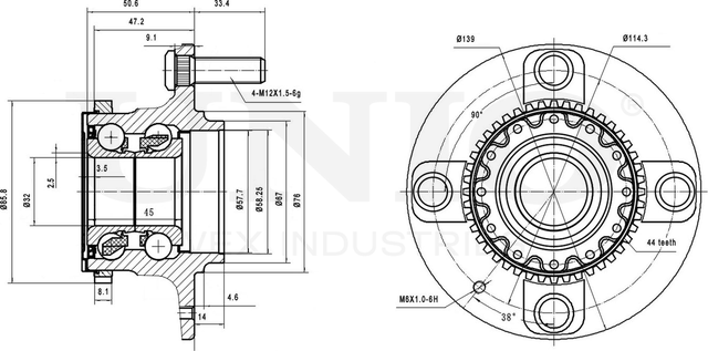 Ступица колеса с интегрированным подшипником (Unio). Артикул HUB-20088