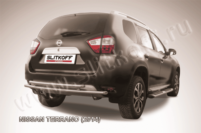 Защита Slitkoff заднего бампера d42/42 двойная для Nissan Terrano III 2014-2026. Артикул NTER14-009