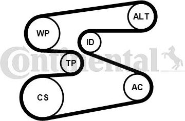 Приводной ремень поликлиновой с роликами (комплект) ContiTech для BMW X5 III (F15) 2013-2018. Артикул 6PK1698K1