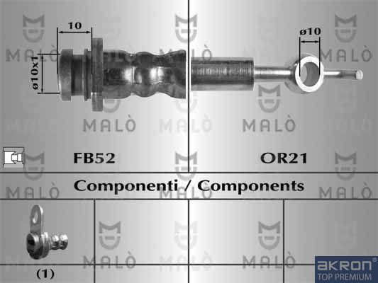 Тормозной шланг Malò передний правый/левый для Suzuki Splash I 2008-2014. Артикул 80826