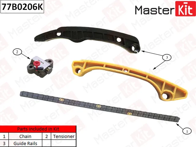 77B0206K Комплект цепи ГРМ Mitsubishi LANCER 4A91 4A92 (Master KIT) Master KIT. Артикул 77b0206k