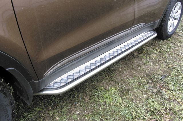 Пороги Slitkoff d42 с листом усиленная для Kia Sportage IV 2016-2018. Артикул KSP16-006