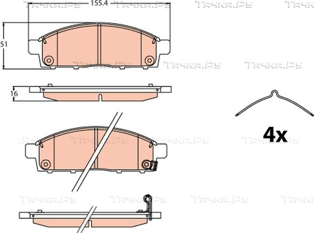 Тормозные колодки TRW передние для Mitsubishi L200 V 2014-2026. Артикул GDB2124