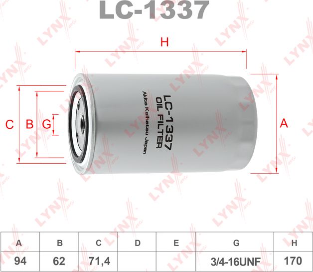 Масляный фильтр LYNXauto для Volvo 780 1986-1990. Артикул LC-1337