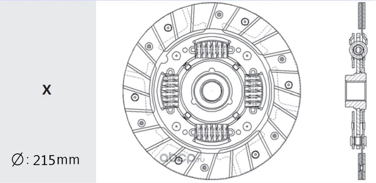 Диск сцепления DAEWOO Nexia (95-) (1.5 DOHC),Espero (90-) (1.5/1.6) (215мм) VALE (Valeo) Valeo. Артикул DW22