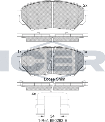 Тормозные колодки Icer. Артикул 182044
