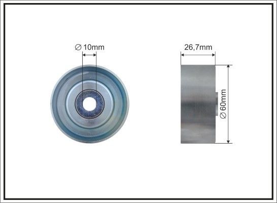 Направляющий (ведущий) ролик приводного поликлинового ремня Caffaro (Металл). Артикул 500082