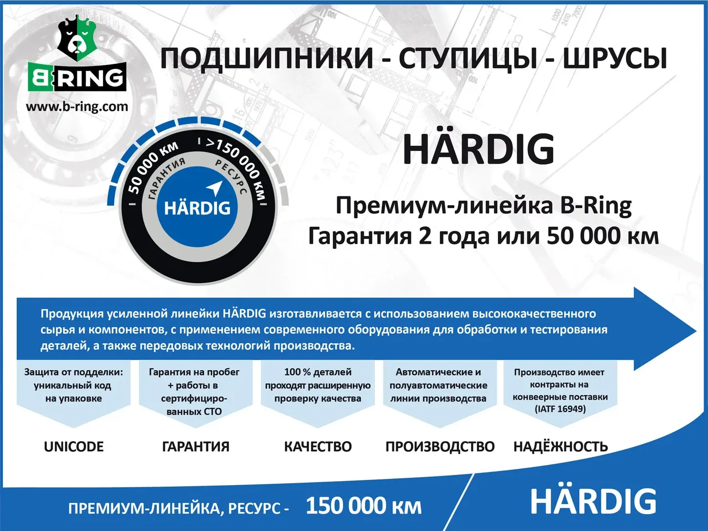 Подшипник ступицы колеса переднего, шариковый с ABS HARDIG (комплект) (B-Ring). Артикул HBK3904