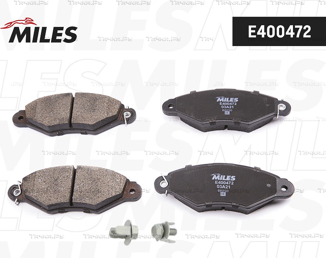 Тормозные колодки Miles (Low-Metallic) для Renault Kangoo I 1997-2010. Артикул E400472