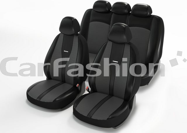 Чехлы универсальные CarFashion Major на сидения авто, цвет Черный/Черный/Темно-серый/Черный. Артикул 10022