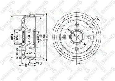Тормозной барабан Stellox. Артикул 6025-1904-SX