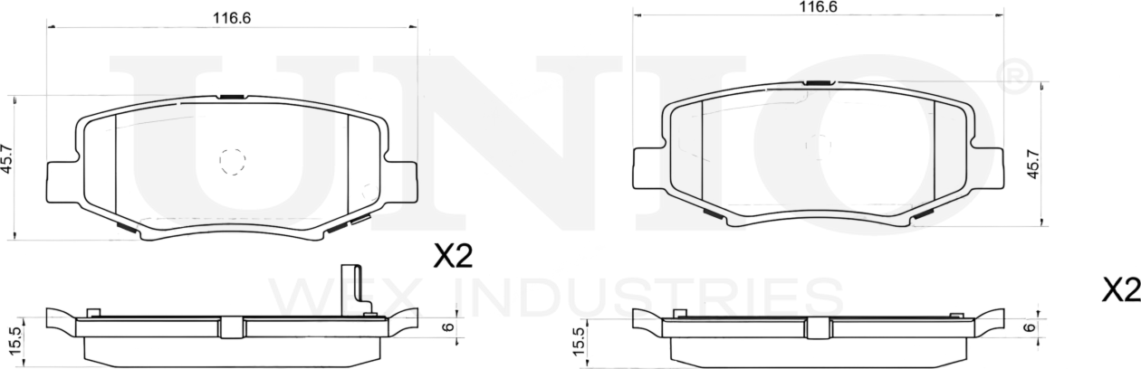 Колодки тормозные диск. задние Jeep Wrangler III 07-, Cherokee IV 07-, Compass 06- (Unio). Артикул BRP-20355