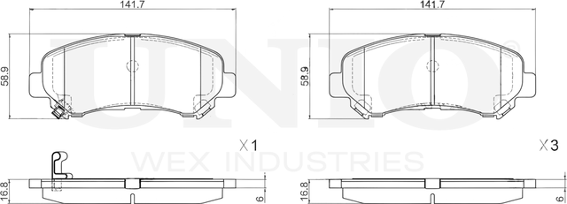 Колодки тормозные дисковые, комплект (Unio). Артикул BRP-20332