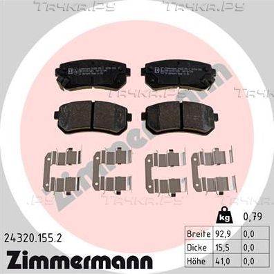 Тормозные колодки Zimmermann задние для Kia Cerato II 2009-2013. Артикул 24320.155.2