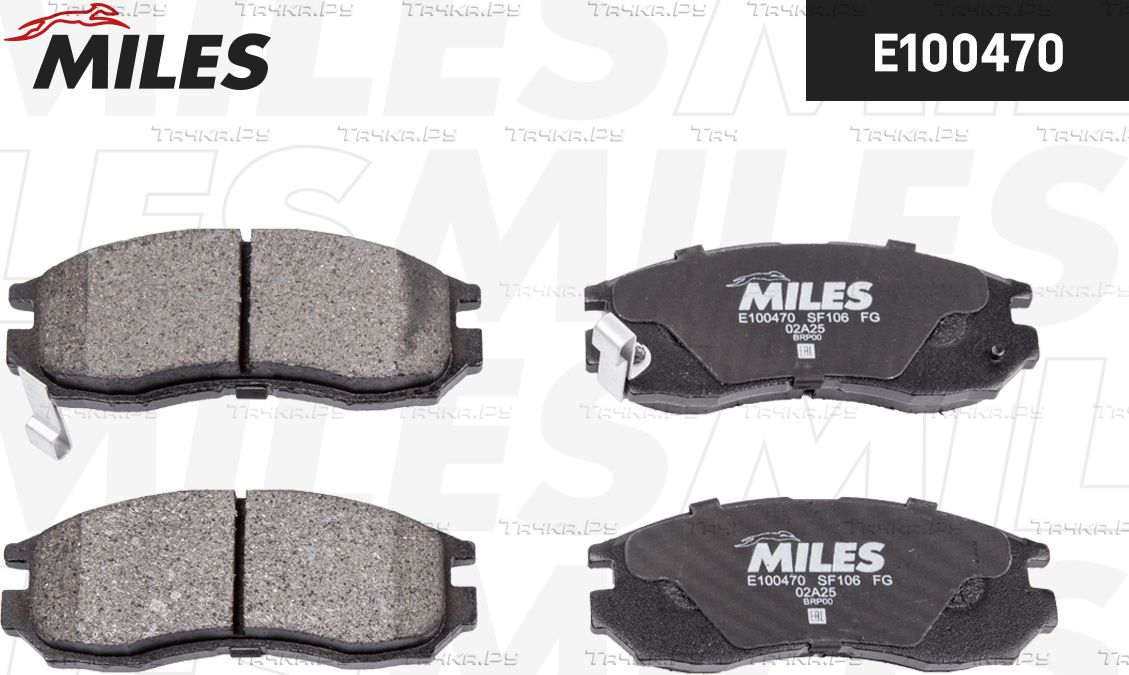 Тормозные колодки Miles (Semi-Metallic) передние для Proton Persona I 1994-2000. Артикул E100470