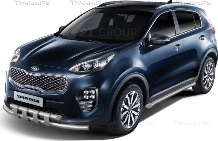 Пороги PT Group труба d63 вогнутая для Kia Sportage IV рестайлинг 2018-2026. Артикул 06040201
