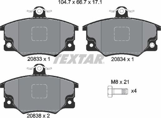 Тормозные колодки Textar Q+. Артикул 2083302