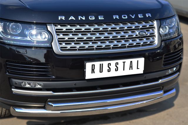 Защита RusStal переднего бампера d76 (дуга) d63 (дуга) для Land Rover Range Rover Vogue IV 2013-2026. Артикул LRV-001442