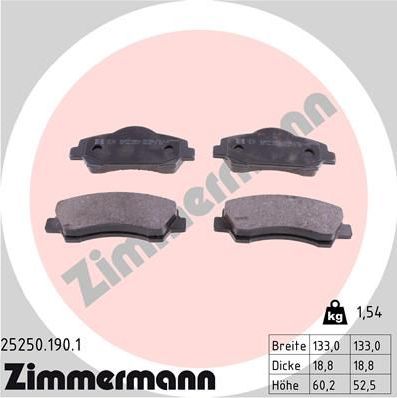 Тормозные колодки Zimmermann. Артикул 25250.190.1