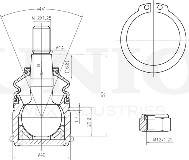 Опора шаровая (Unio). Артикул SSP-20026