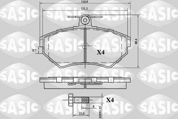 Тормозные колодки Sasic передние для SEAT Inca I 1995-2003. Артикул 6216057
