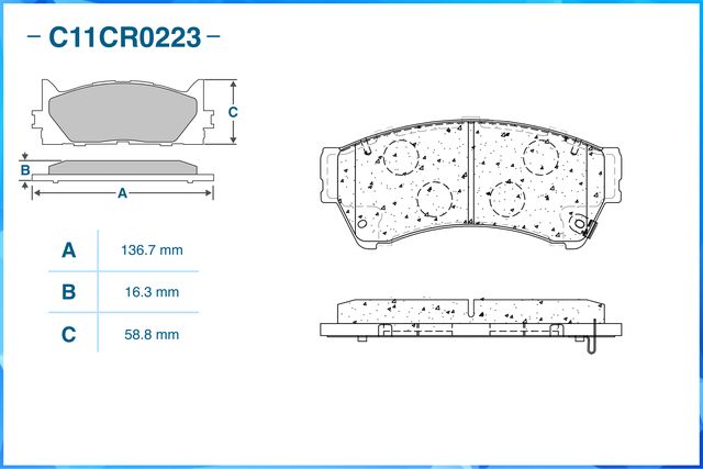 Колодки тормозные передние (Low Metallic) (Cworks). Артикул C11CR0223