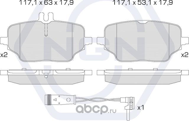 Колодки тормозные керамические, задние (NGN). Артикул 3502316