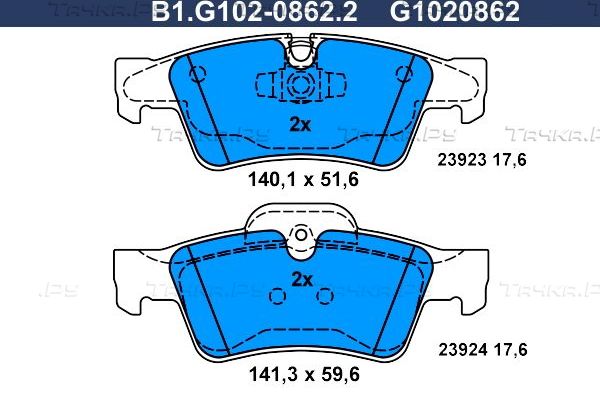 Тормозные колодки Galfer задние для Mercedes-Benz GL-Класс I (X164) 2006-2012. Артикул B1.G102-0862.2