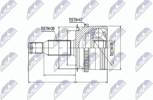 Шрус внутренний (граната) NTY передний левый для Mitsubishi L200 IV 2005-2015. Артикул NPZ-MS-006