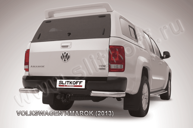 Защита Slitkoff задняя d76 уголки для Volkswagen Amarok 2010-2015. Артикул VWAM13-013