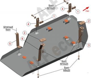 Защита алюминиевая Alfeco (4 мм) для топливного бака Toyota Tundra Double Cab II рестайлинг (XK50) 2013-2021. Артикул ALF.24.121AL4