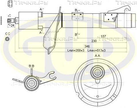 Амортизатор G.U.D. передний левый для Ford Focus I 1998-2005. Артикул GSA333709