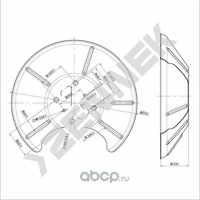 Защита тормозного диска задняя левая FORD FIESTA V 01-14, FOCUS 98-09 (Zennek). Артикул DCD0026