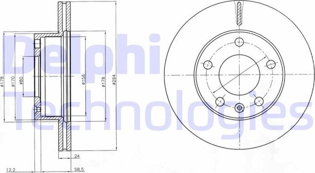 Тормозной диск Delphi передний для LDV Maxus 2005-2009. Артикул BG4023