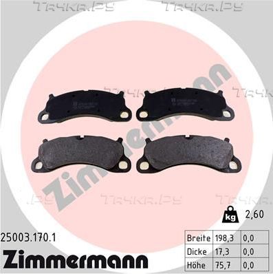 Тормозные колодки Zimmermann. Артикул 25003.170.1