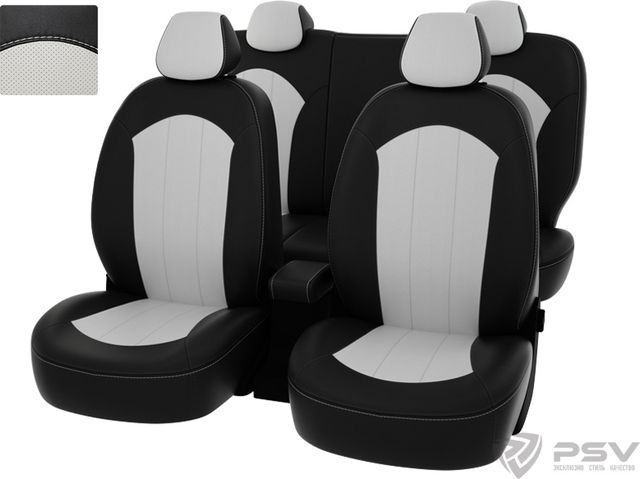 Чехлы PSV Оригинал на сидения для Kia Rio III 2011-2017, цвет Черный/светло-серый. Артикул 127382
