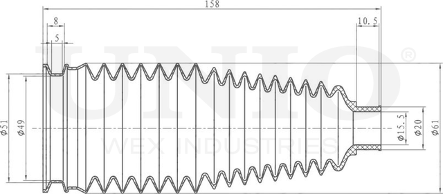Пыльник рулевой рейки, комплект (Unio). Артикул DUC-20014K