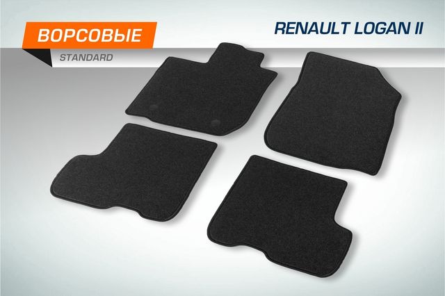 Коврики текстильные AutoFlex Standard в салон для Renault Logan (Рено Логан) II поколение седан 2014-2018 2018-2026 Графит. Артикул 4470201